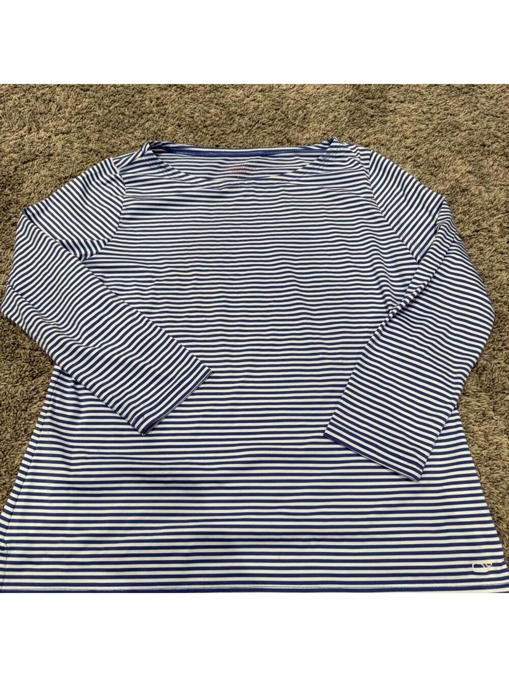 Vineyard Vines Blue and White Striped Long Sleeve Shirt